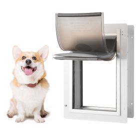 VEVOR Pet Door, 12.28" x 17.13" Metal Frame with Lock and 3-Flap System Weatherproof Doggy Door, Easy to Install in Interior or Exterior Walls
