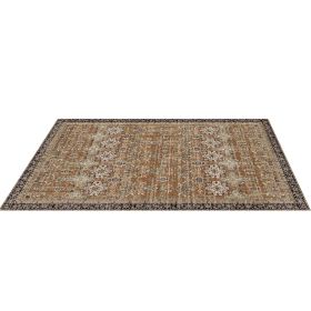 VEVOR Area Rug, 9 x 12 ft Large Washable Rug, Non-Slip and Tear-Resistant Soft Carpet, Pet & Child Friendly Vintage Area Rugs, Indoor Mat for Bed (Color: Brown Green, size: 9 x 12 ft)